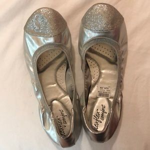 Silver glitter flats